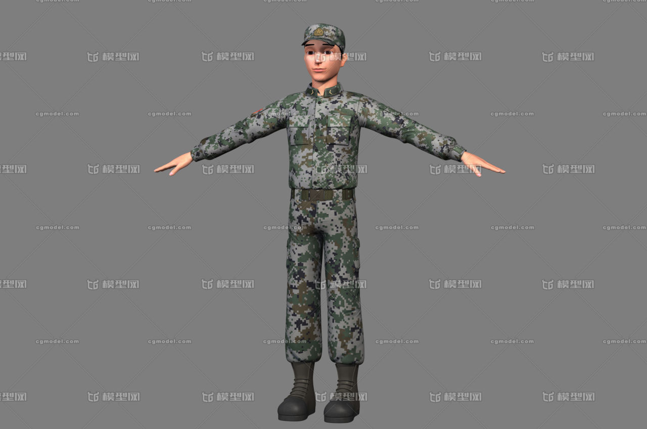 卡通解放军士兵迷彩服士兵卡通士兵卡通军人卡通男人男孩武警军训服军人迷彩 陆军 Cg模型网 Cgmodel 三维设计师交流互动平台 专注多品类3d模型下载 原创作品分享 软件学习