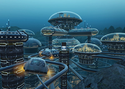 海底 未来 城市 科幻 机械 机甲 基地-明日世界主题公园-未来馆 展览展示-博物馆科技馆-4D5D