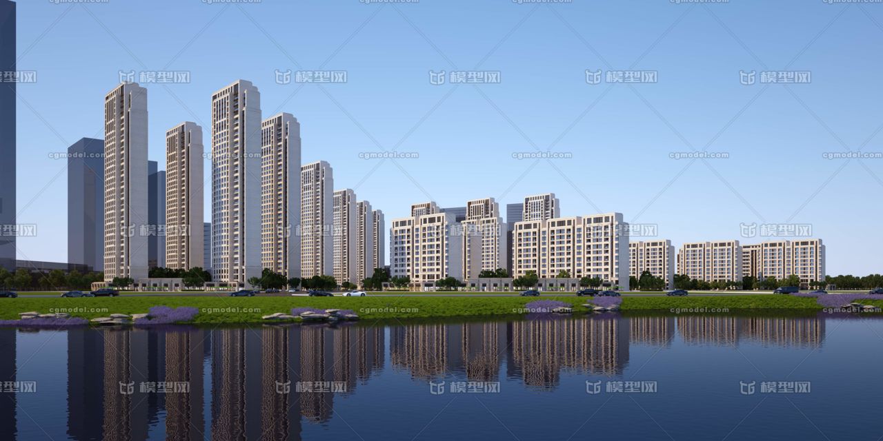 河边住宅小区,水景住宅,现代住宅楼,公寓,河景大盘,住宅区,居住区