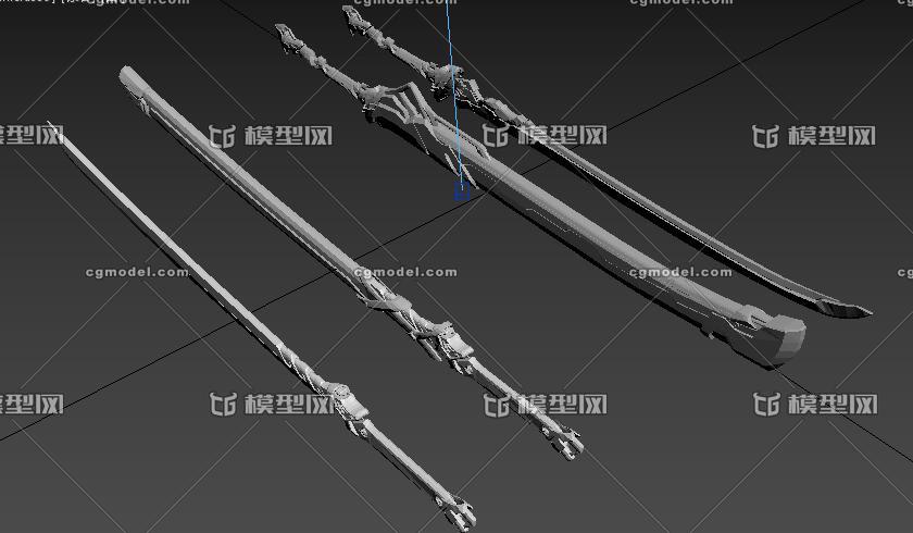 次世代科幻剑刀武器模型2把剑 剑鞘ue4 unity 5 fbx