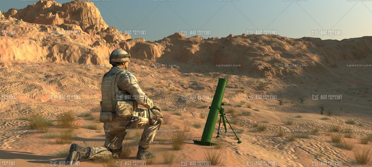 发射导弹 迫击炮 榴弹炮场景 带动画 军事