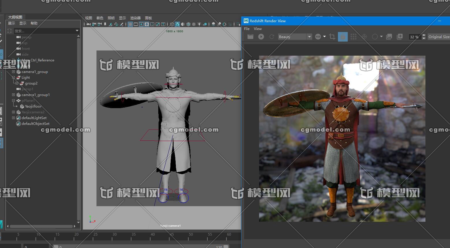 4k超清 maya绑定 波斯 武士 _550545764作品_人物男人_cg模型网