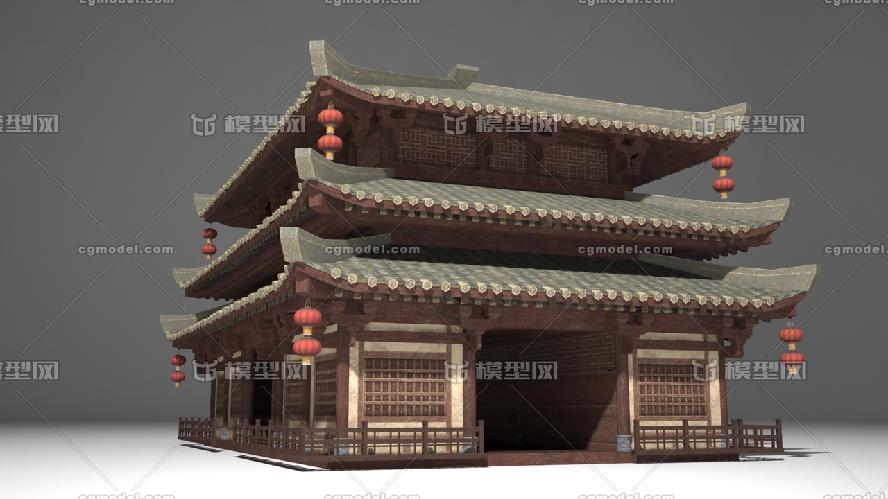 古建筑古代大型宫殿会客厅建筑3d模型