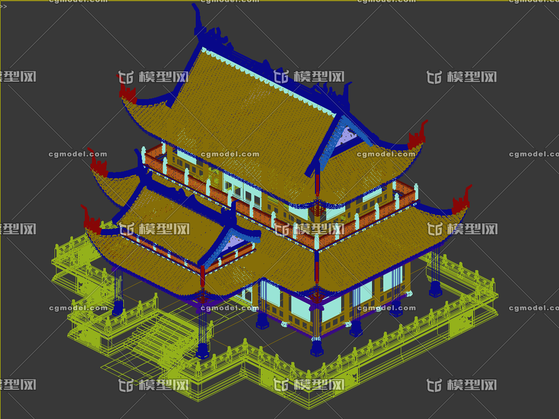 将军府大殿 古建筑 宫殿 房屋 中式古建筑-cg模型网(cgmodel)-让设计