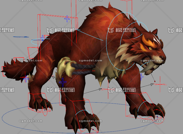 手动细刷权重adv绑定四足老虎坐骑模型 包含maya fbx格式均带骨骼