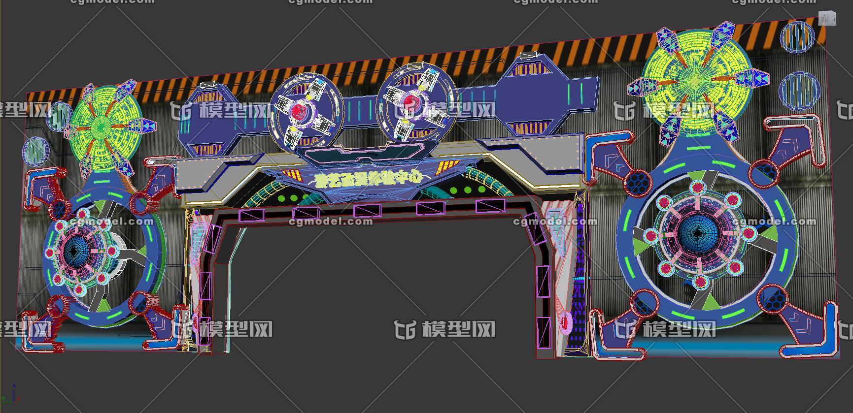 科幻门头 电玩门头 科技效果_追梦之人作品_场景自然场景_cg模型网