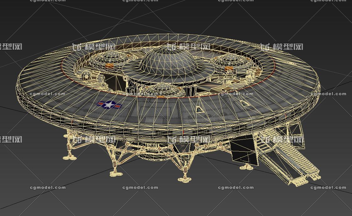 高质量科幻飞碟 次世代 ufo 2k 科幻飞船 带起落架绑定