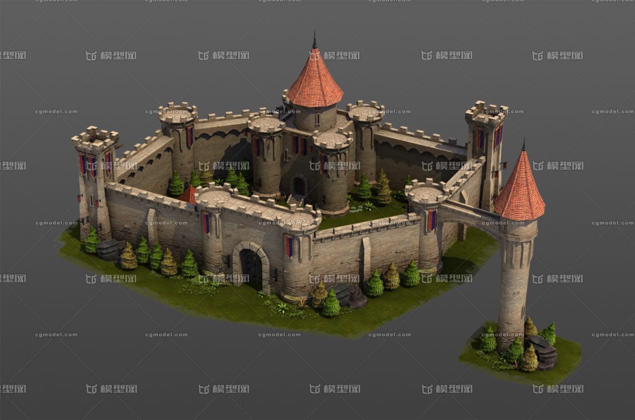 中世纪城堡模型 古堡模型 游戏城堡