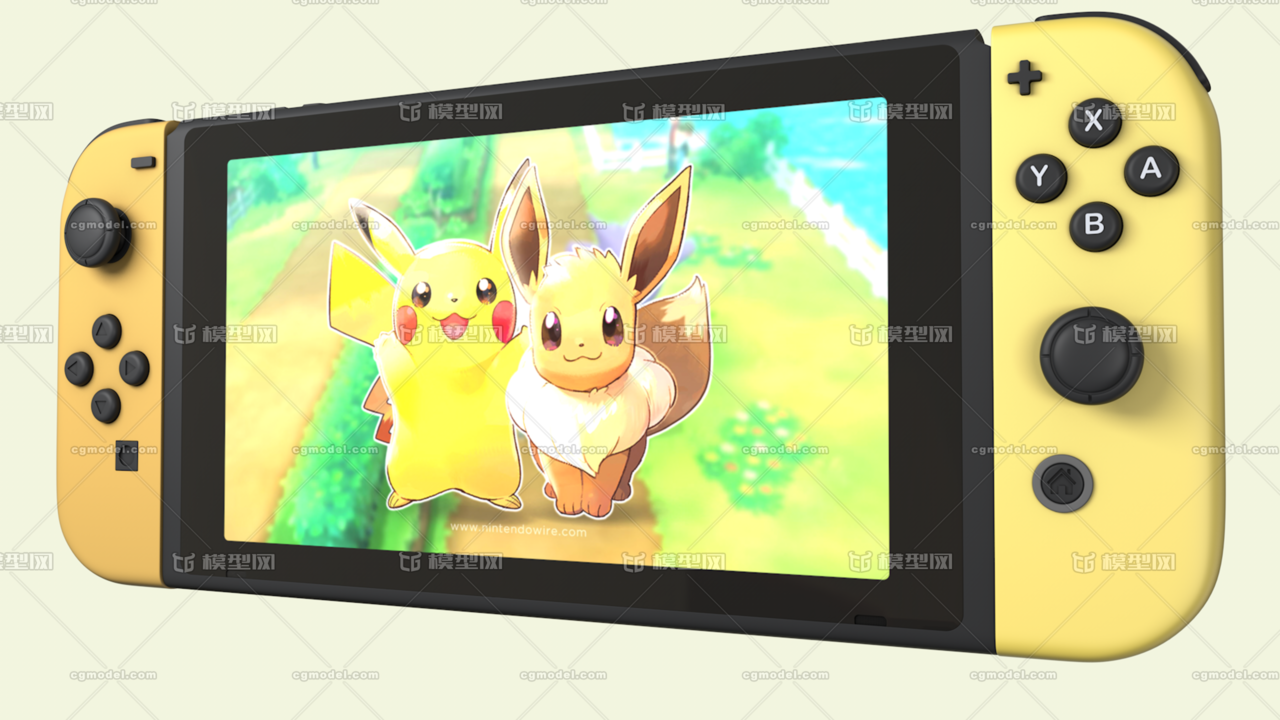 超级精细产品级任天堂switch精灵宝可梦版C4D