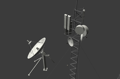 基站 天线塔 楼顶基站 信号发射_ancher作品_场景现代场景_cg模型