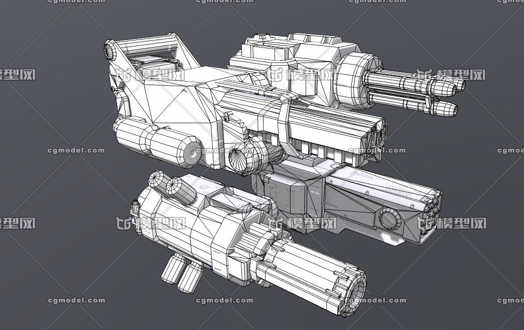 次时代科幻武器系统 激光炮 导弹炮 重型机枪模型-cg