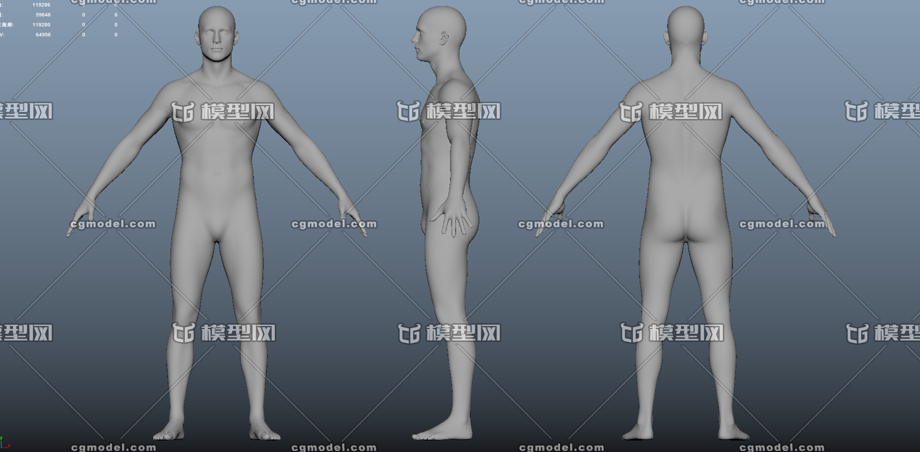 基础人体模型,裸模,素模,obj格式,男人,次世代,影视 男人体