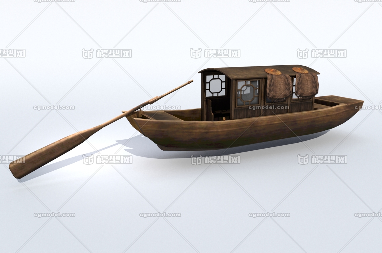 小木船 木舟 一叶扁舟 小船荡漾 渔船 皮筏 木筏-古代