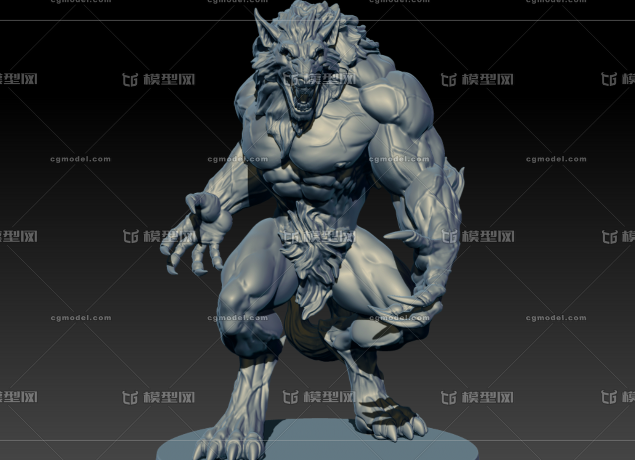 stl 狼人zbrush分部件雕刻模型