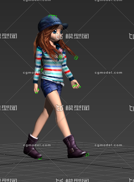 一个卡通萌妹走路动画_fatezero作品_人物女人_cg模型