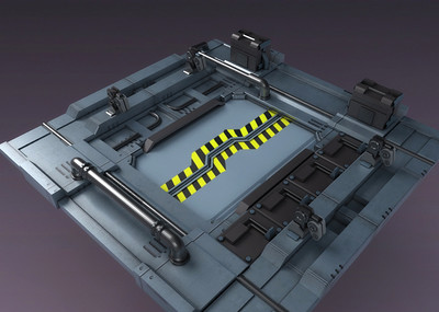 科幻闸门 工作平台 机器手臂 工业设备 机械臂 太空舱部件 船舱甲板