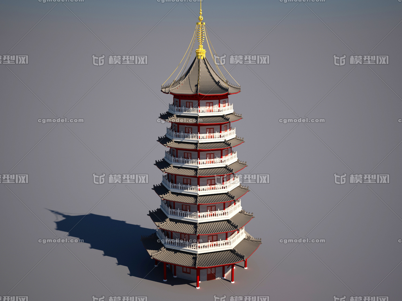 七层塔 七层宝塔 仿古塔 古建塔 宝塔 _艾菲尔设计作品_建筑历史建筑