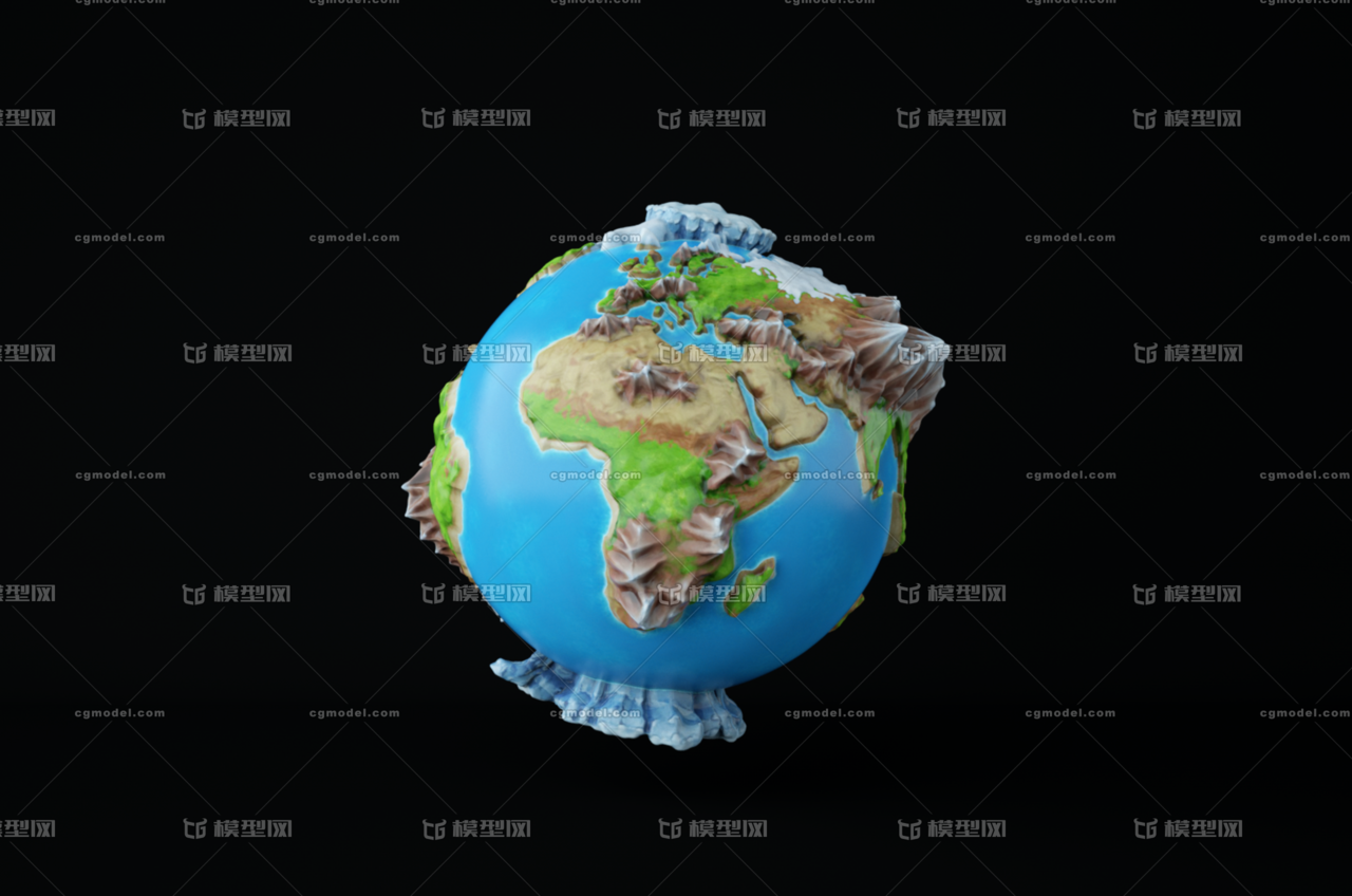 卡通地球 地形地球 世界地形 q版地球 世界地图