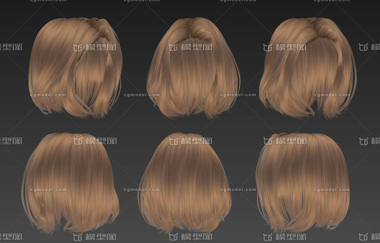 女性 美女 韩式短发 发型 头发(hair)3d模型