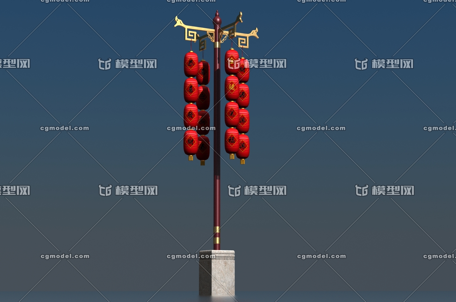 中式_灯笼 灯笼架 石墩 中式灯笼 新年灯笼 装饰灯笼 大红灯笼 喜庆