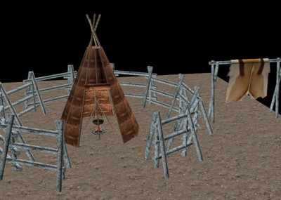 满族游牧猎人毛皮帐篷撮罗子_寂静的夜作品_场景古代场景_cg模型网