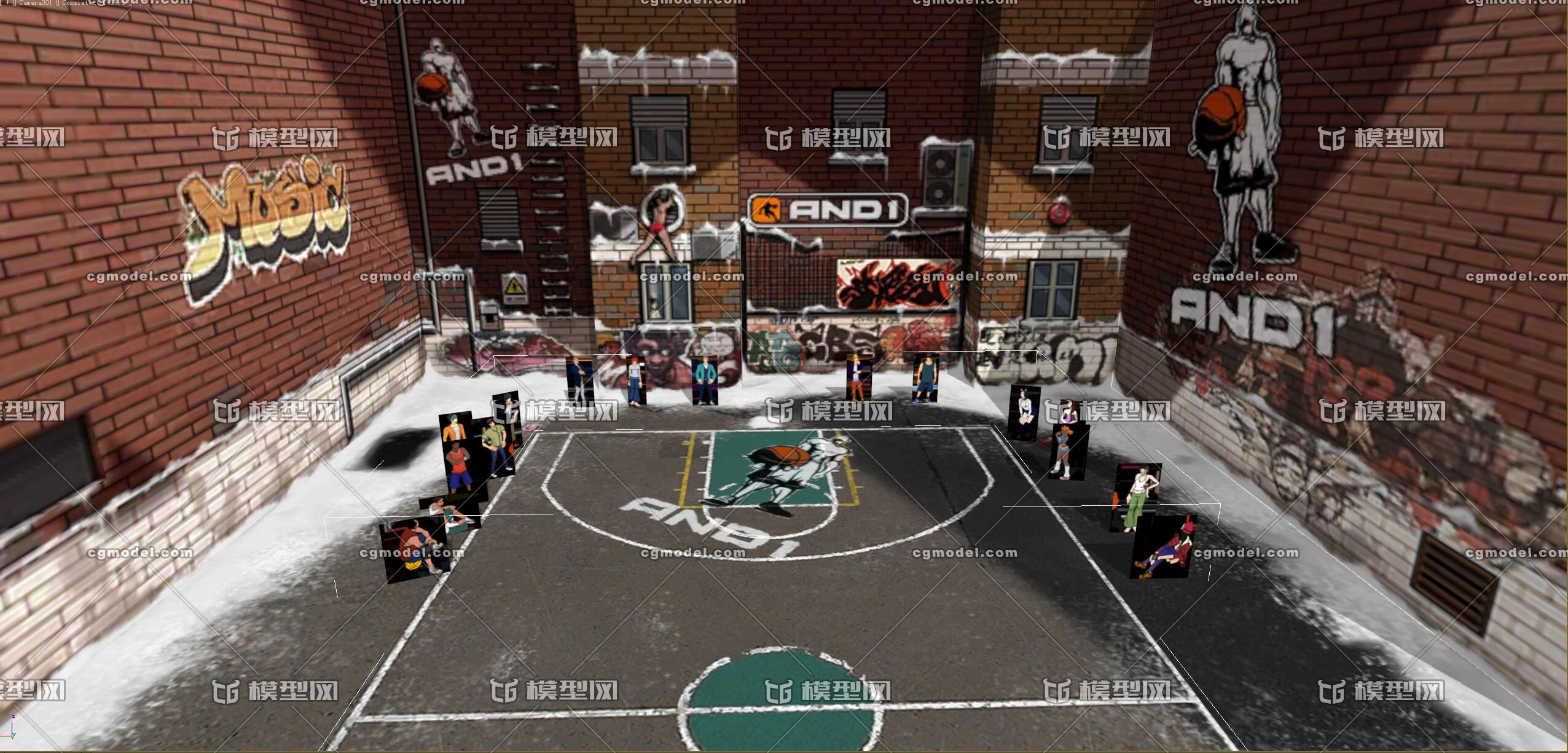 18套街头篮球场景 街球联盟 max和unity 双版本 篮球场 篮球比赛 卡通