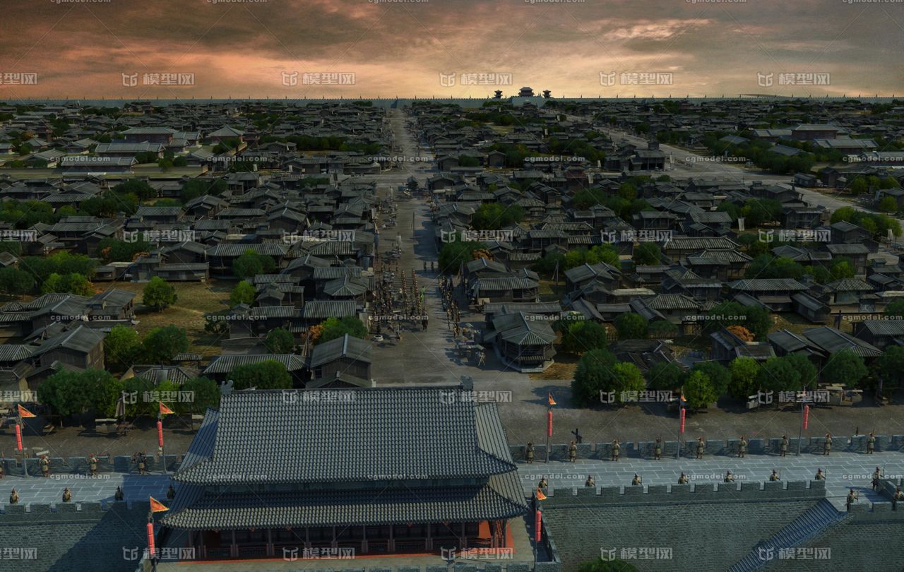 写实通用将军出征,通用古代城池,通用古代城门城墙 场景模型精细,内容