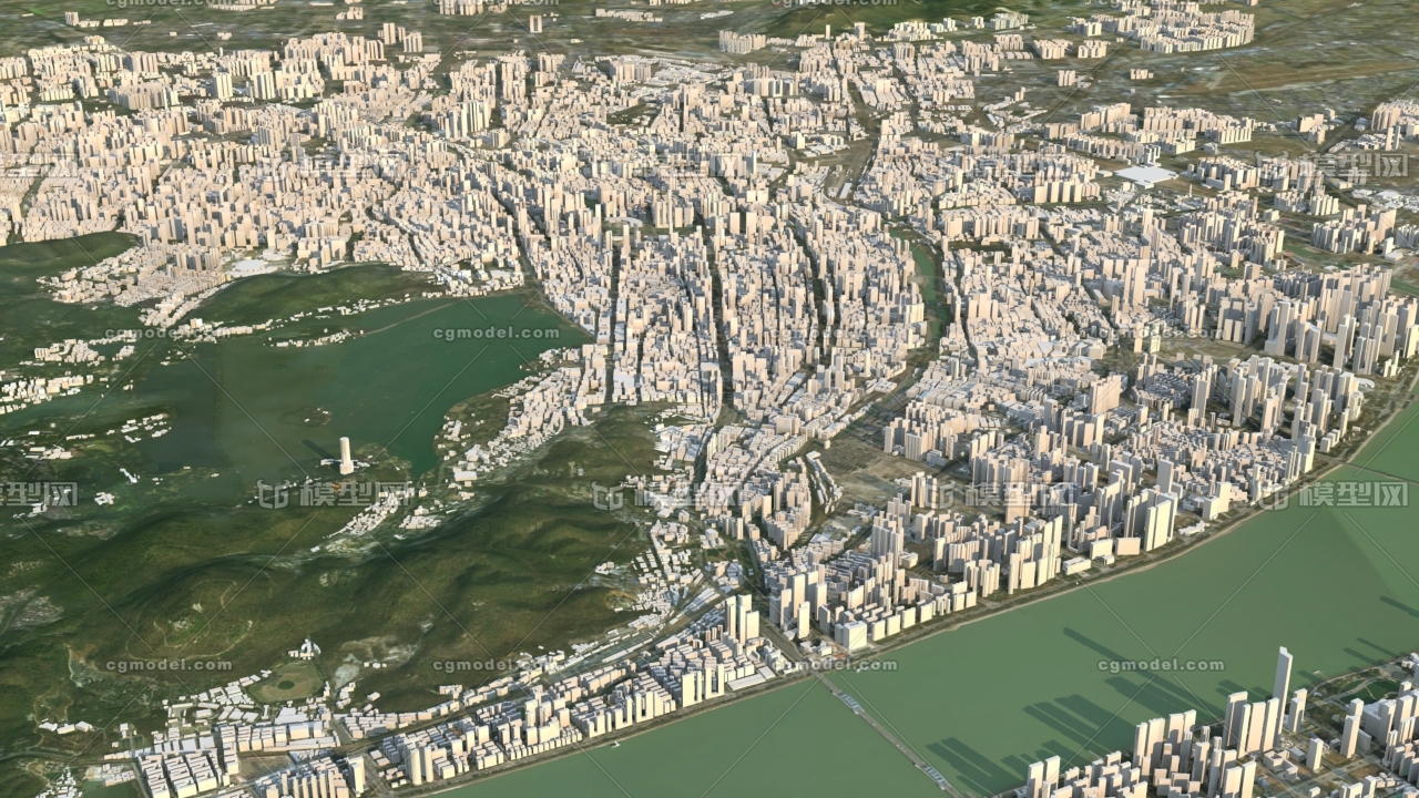 杭州3d模型 杭州城市3d 杭州数字城市 杭州全景鸟瞰 浙江杭州 西湖