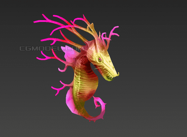 海马带绑定动画 游泳动作 创意卡通 可爱3d模型 海底世界 海洋生物