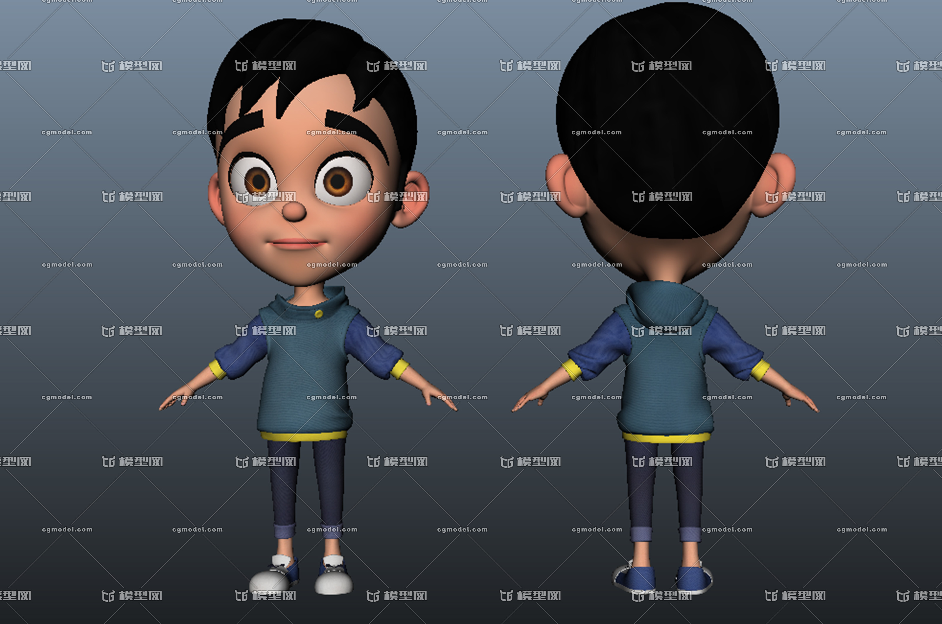 卡通男孩 boy 小男孩 小学生 少年帅哥 卡通人物模型 可以作为儿子