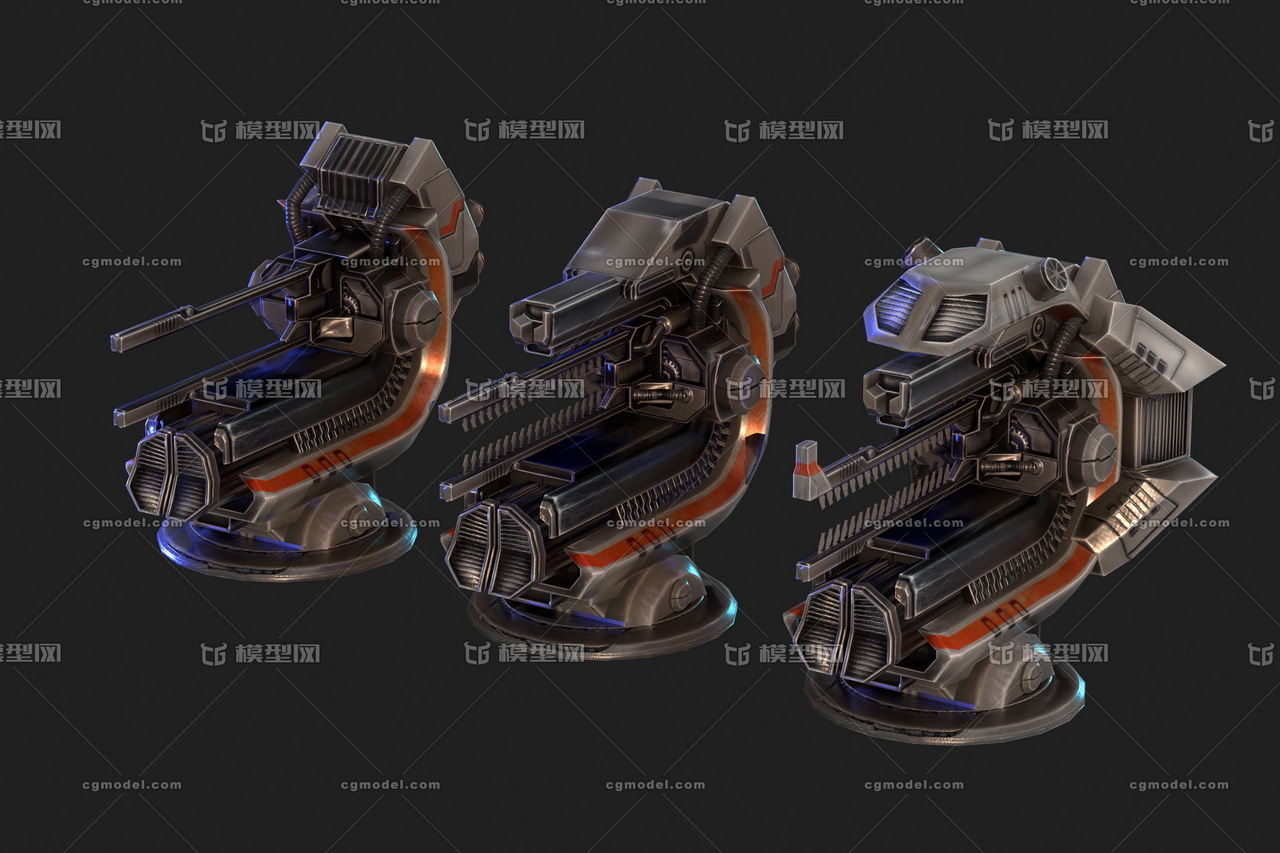 科幻炮塔 塔防 电磁炮塔_apple猫作品_武器火炮器械_cg模型网