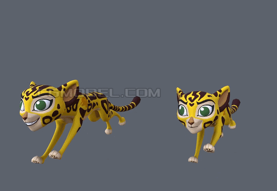 卡通4种动画 花豹 【带绑定表情动画】leopard 母花豹 卡通豹子