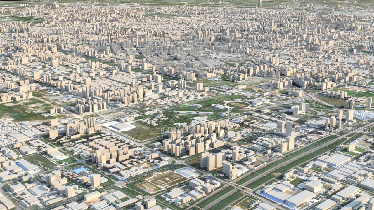 西安城市3d模型 西安数字城市模型 西安鸟瞰简模 陕西