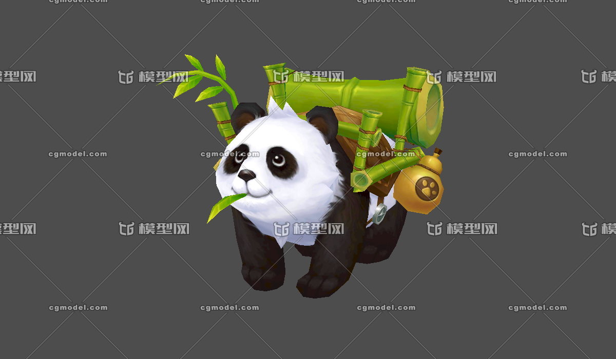 卡通可爱小熊猫坐骑,国宝大熊猫,熊猫坐骑,天然竹椅,宝葫芦,竹子