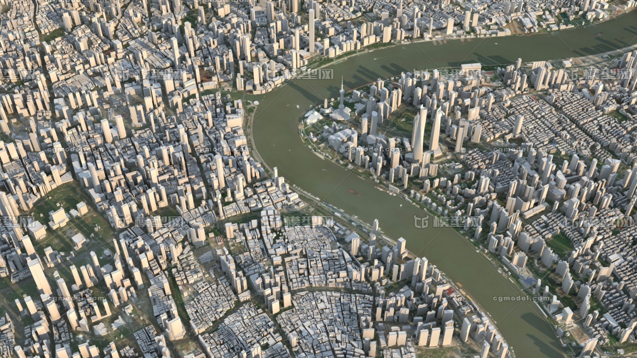 上海城市3d模型 上海建筑规划鸟瞰 上海数字城市模型