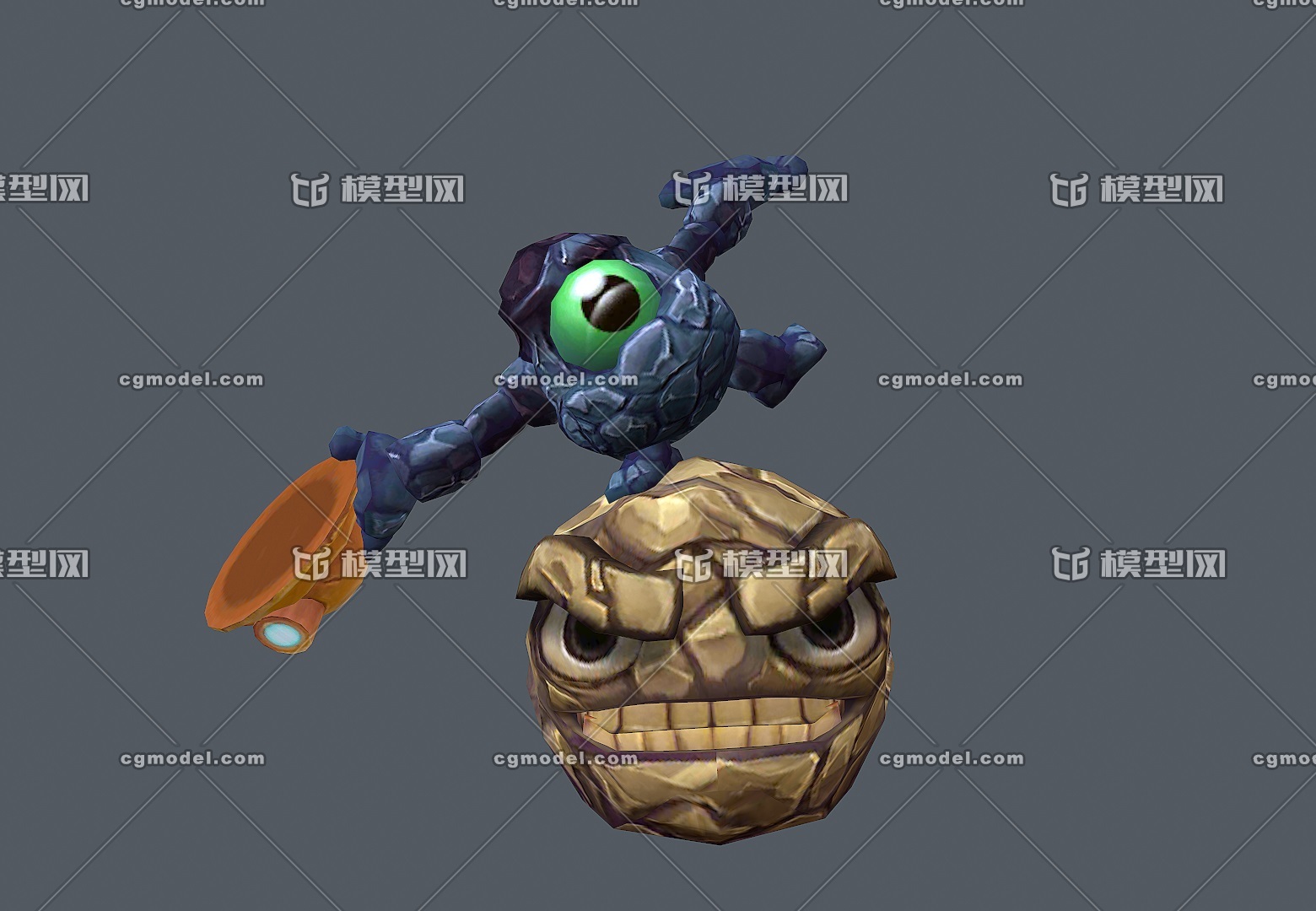 带动画 石头 妖怪 石头怪 手绘贴图 石头人 stone monster