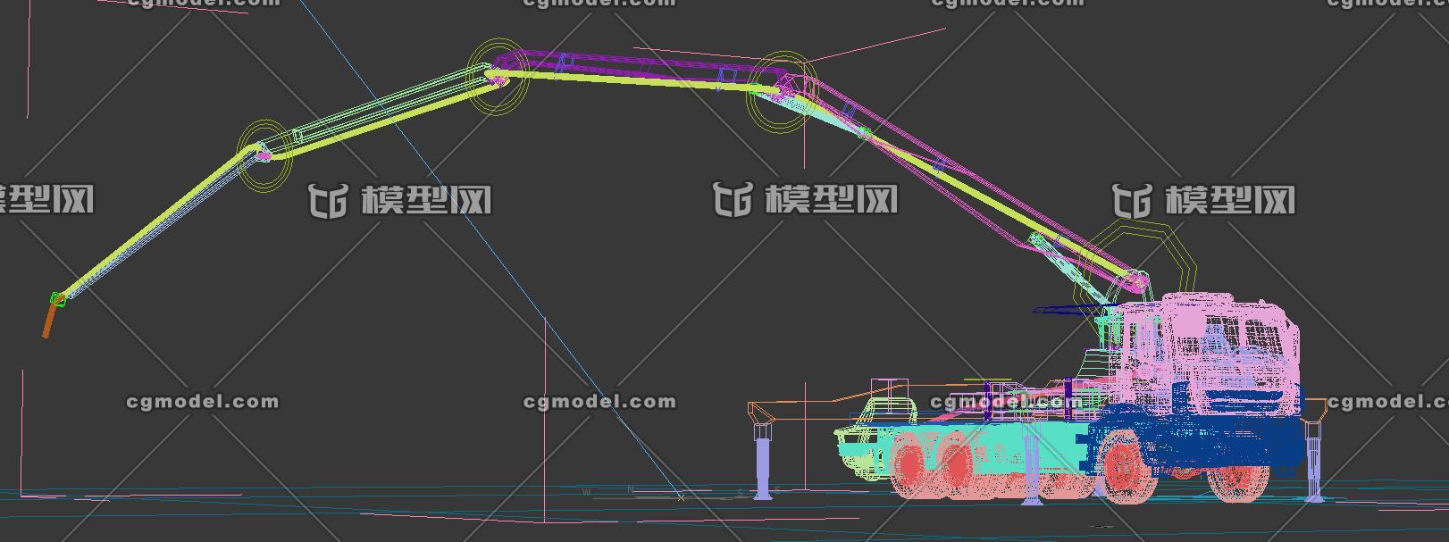 一台有绑定的长臂水泥浇灌车