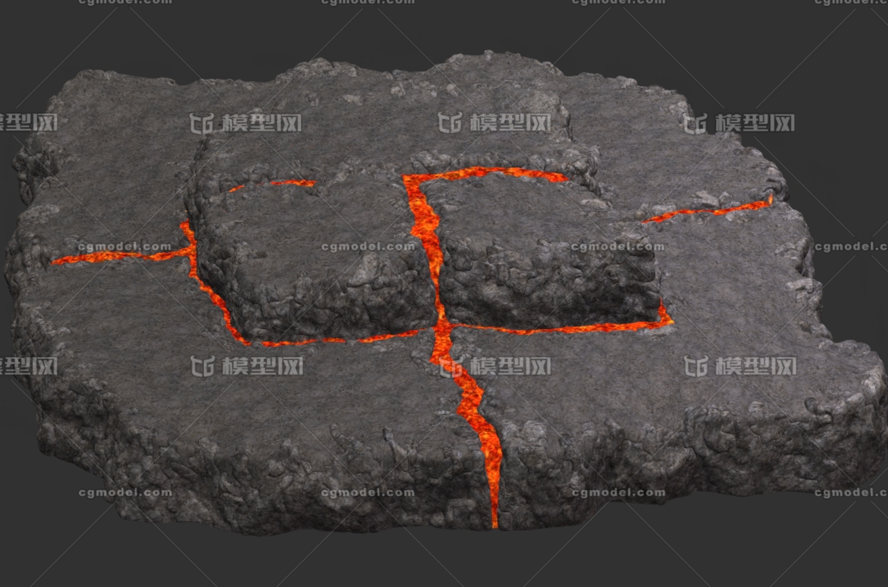 岩浆熔岩石头火山岩石火山火海自然奇观地狱火山堆地面开裂岩浆岩石