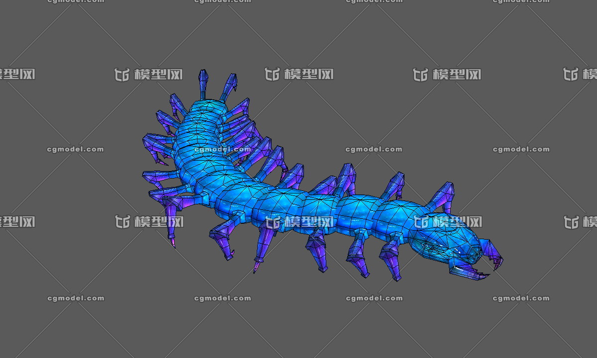 蜈蚣精,巨型蜈蚣,百足虫,冰蜈蚣,蓝色蜈_cg盐巴作品