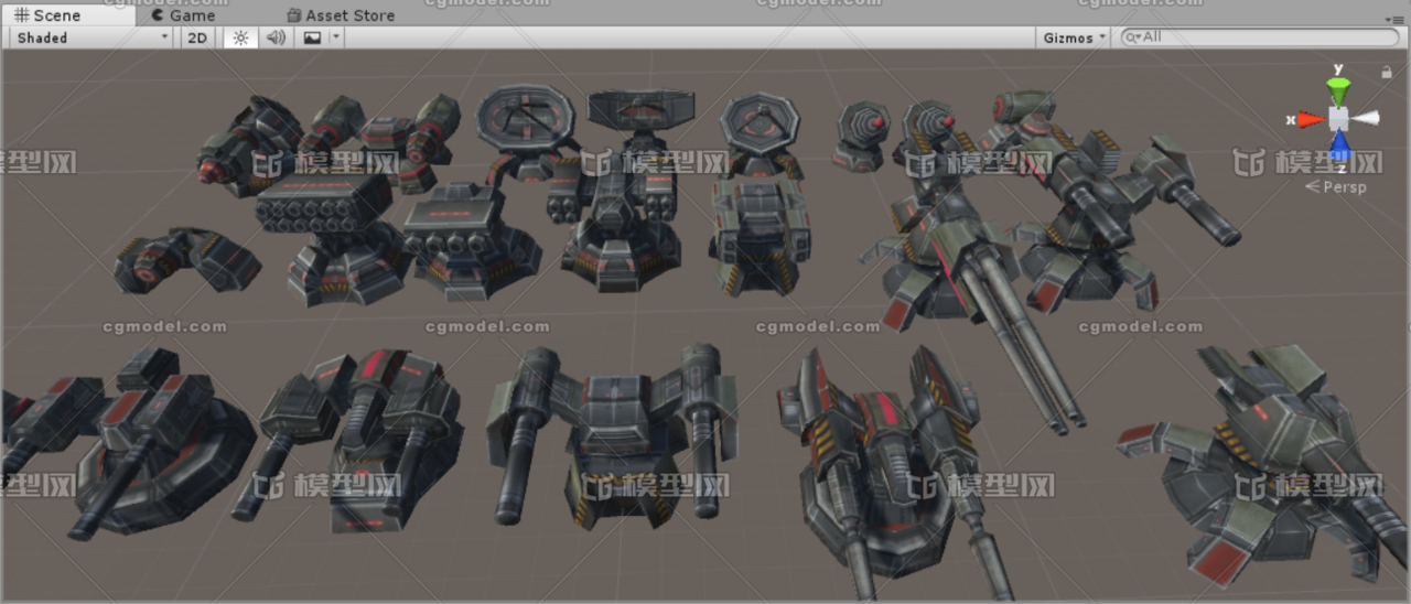 unity3d 游戏模型 超级火炮素材 炮塔模型