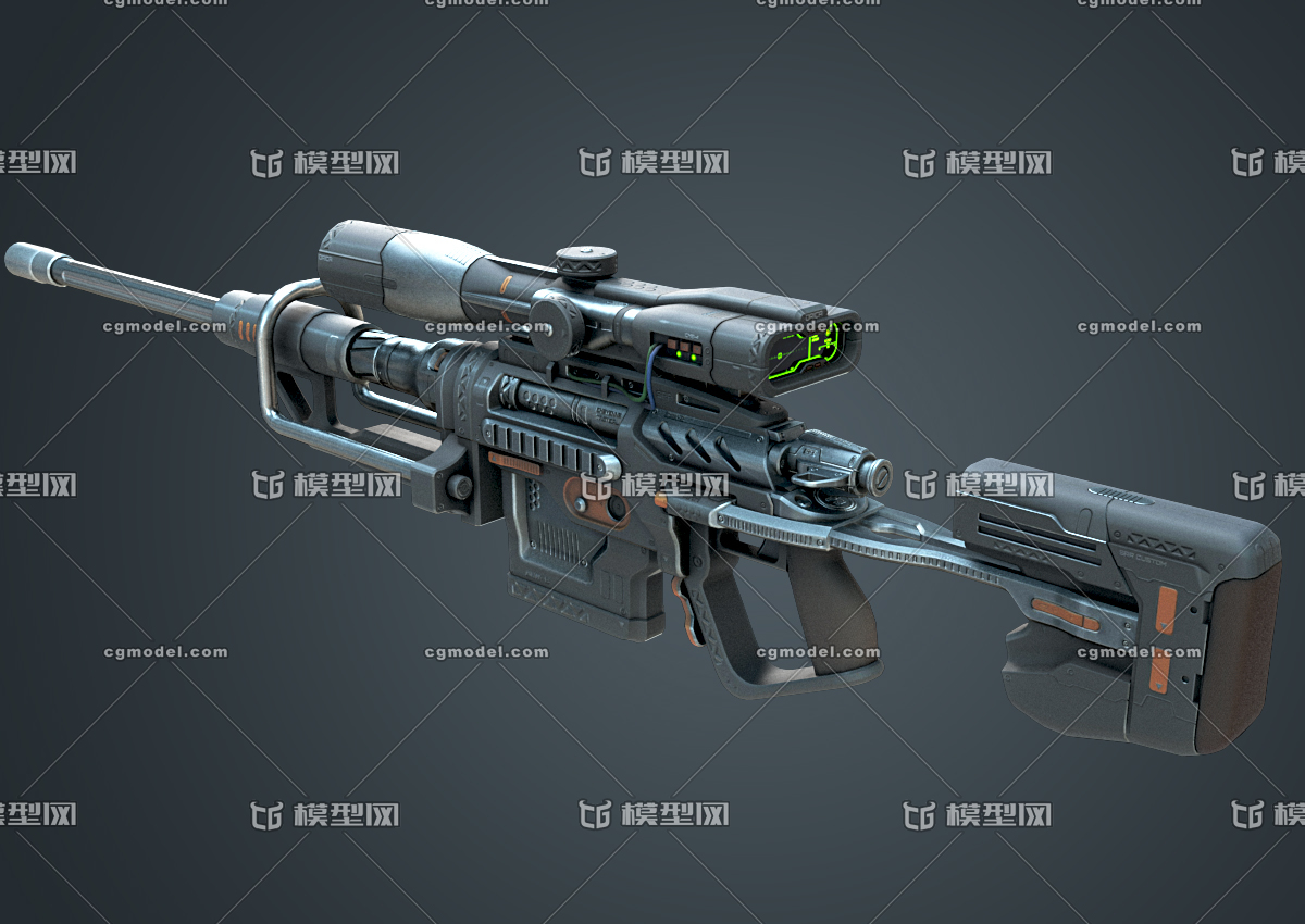 pbr高质量 科幻狙击枪 枪械 次世代步枪 scifi 硬科幻 未来武器 自动