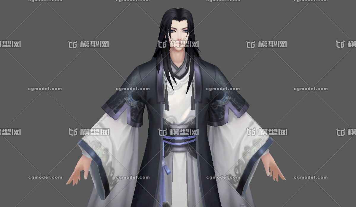 卡通手绘古代男人,美男子,豪门公子哥,俊_cg盐巴作品