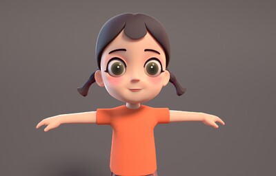 双马尾 小女孩 卡通人物 动画角色 maya小女孩 小学生 可爱卡通
