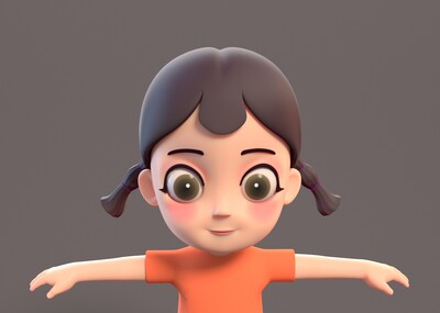 双马尾 小女孩 卡通人物 动画角色 maya小女孩 小学生 可爱卡通
