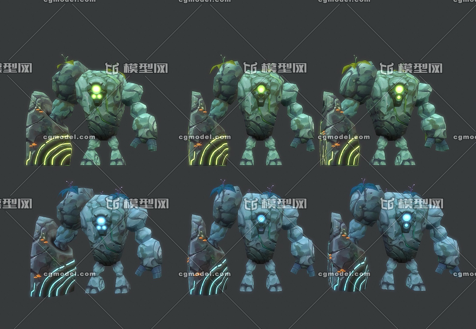 卡通 全套 石头人  手绘 石头怪  stone golem  石灵守卫