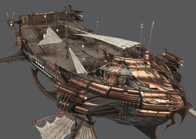 pbr次世代 奇幻飞艇 魔幻 梦幻飞船 蒸汽朋克 哥特式 古代船 科幻船