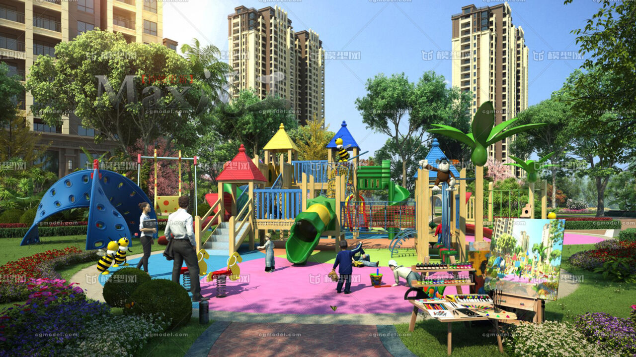 儿童娱乐,儿童乐园,儿童游乐区,幼儿园设施,跑道,住宅小区景观