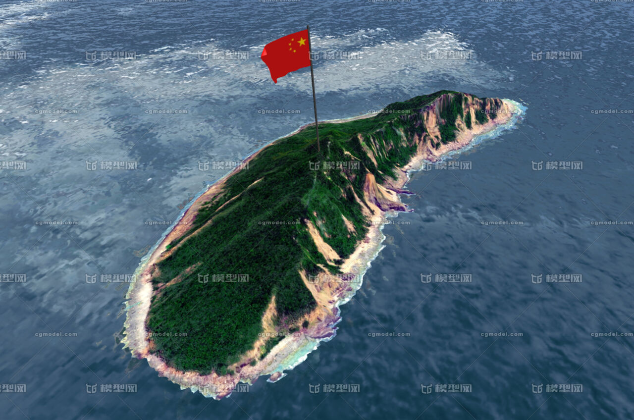 贴图5000像素文件只含钓鱼岛岛屿地形及纹理贴图,不含水面及中国国旗!