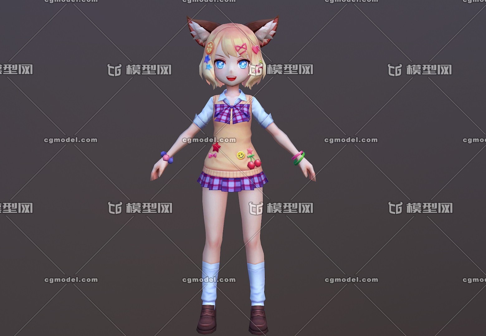 卡通二次元 可爱猫女 小猫咪 手绘小猫妖