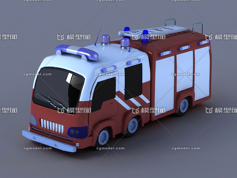 超级卡通消防车 玩具 Q版小车 动画消防车 玩具